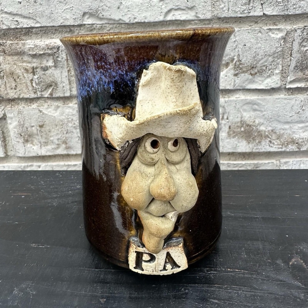 Pottery Mug Ugly Face Cowboy "Pa" Handcrafted Father Father's Day Dad Funny Gift